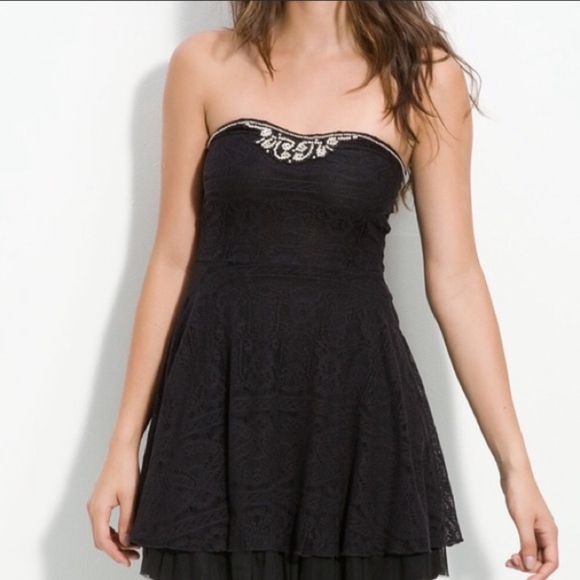 Free People✨✨Lace Strapless Embellished Dress - Picture 4 of 8